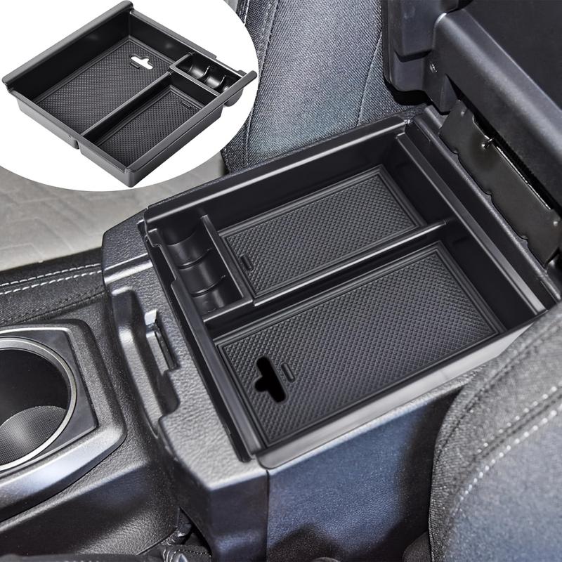 For Toyota Tacoma 2016- Center Console Armrest Organizer Tray Durable ABS Black Storage Box With Divider Car Accessories