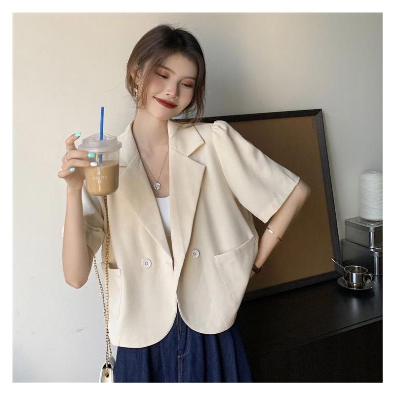 Giacca Estiva Bianca da Donna Vestibilità Larga Vita Sottile Chic Minimalista Pronta per l'Ufficio Comoda alla Moda Blazer