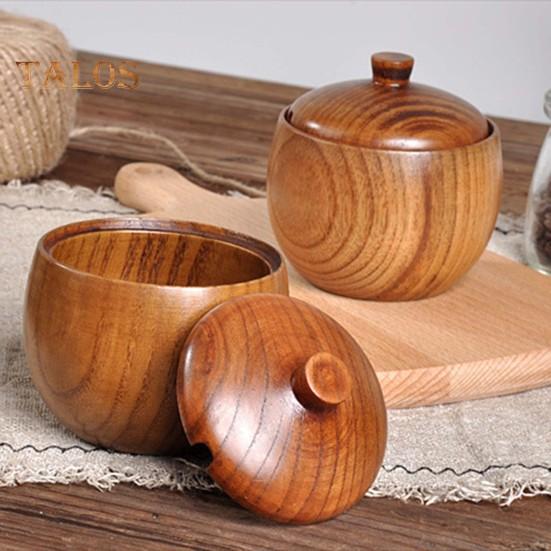 Spice Jar Strong Sealed Add Condiment Smooth Surface Durable Vintage Wood Seasoning Jar Canteen Supplies