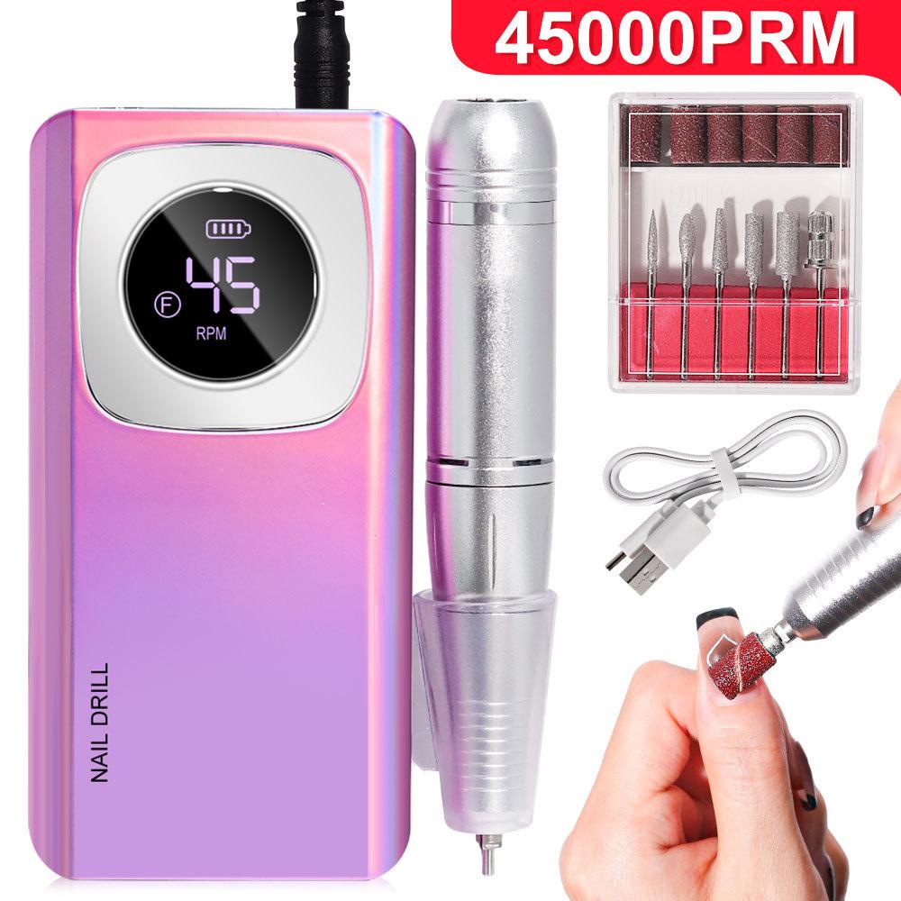

Rechargeable Nail Drill, Professional Cordless Electric Nail File Kit with LED Light
