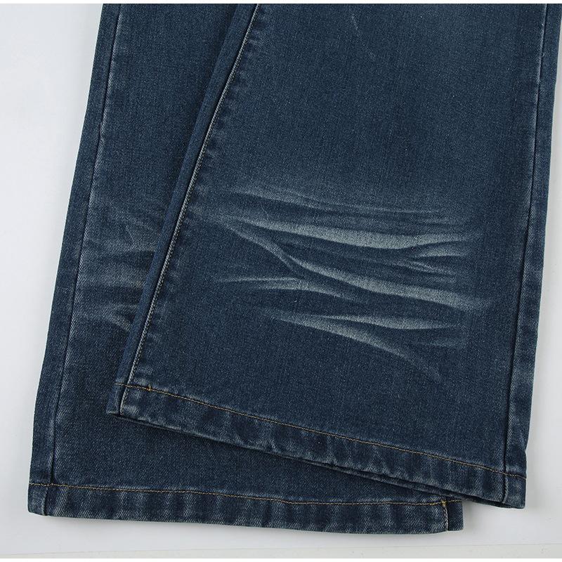 Patchwork Pockets Jeans Korean Fashion Low Rise Casual Straight Denim Pants Distressed Y2k Trousers for Women Basic Solid Color Jean