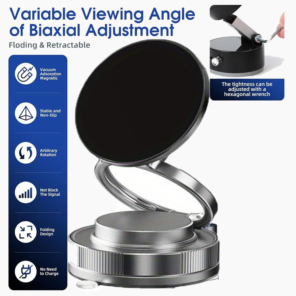 Upgraded 360°Vacuum Magnetic Phone Holder, Magnetic Car Phone Mount, Hands-Free Suction Cup Phone Holder for Car/Gym/Mirror