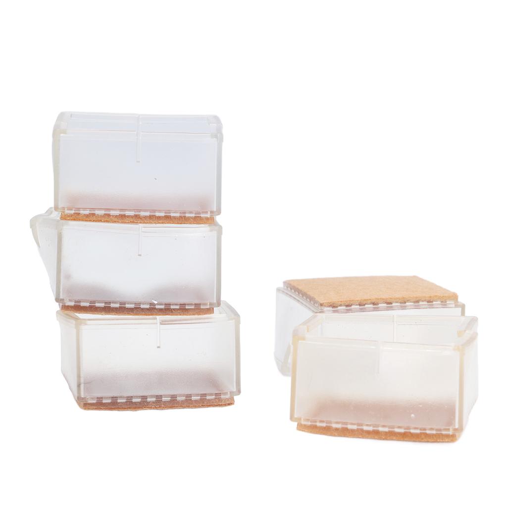 8pcs Set Silicone Chair Caps Table Foot Pads Anti Slip Transparent Square Leg Protection Cover