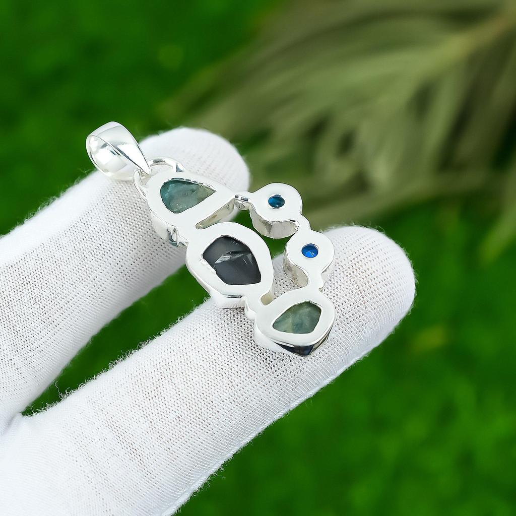 Natural Tanzanite Rough Gemstone Jewelry 925 Sterling Silver Pendant For Women