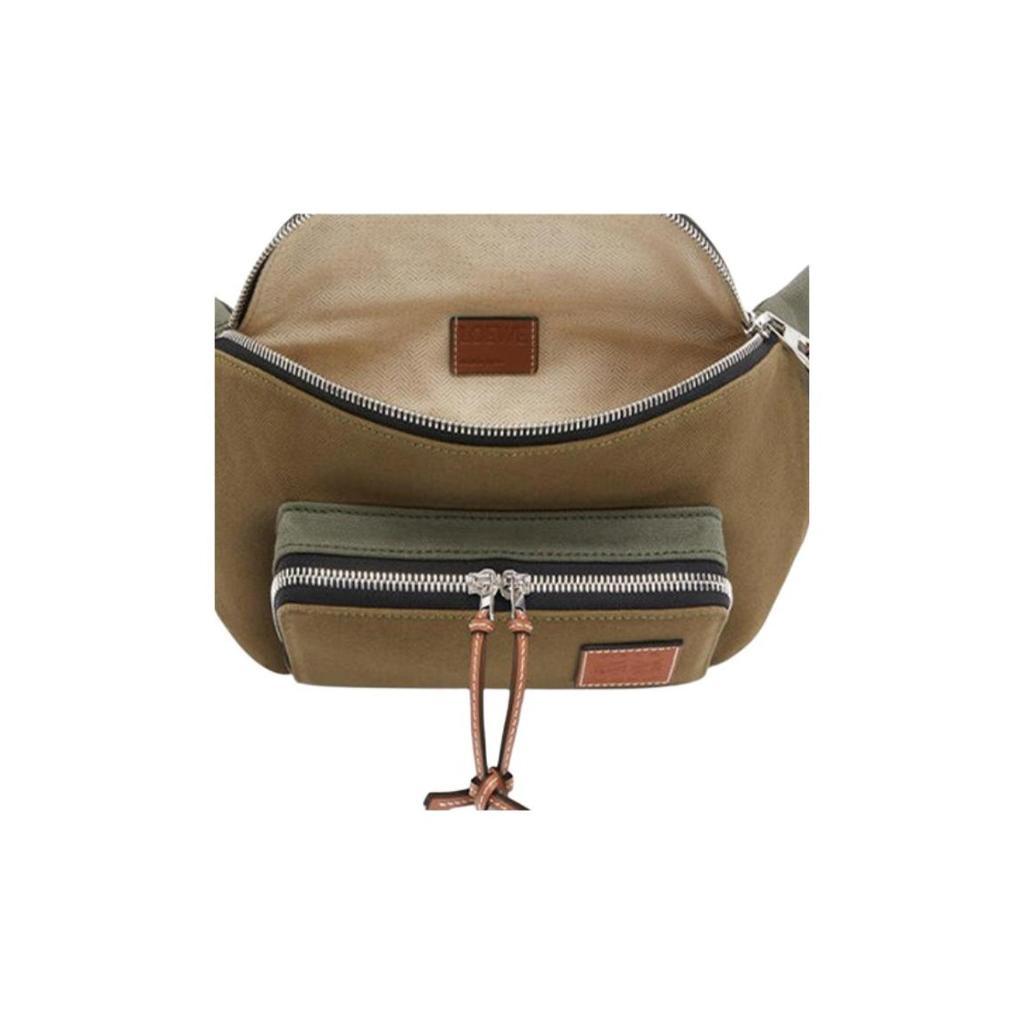 Loewe Logo Zip Canvas Waist Bag Men bags Khaki-Green B687C60X11-4160