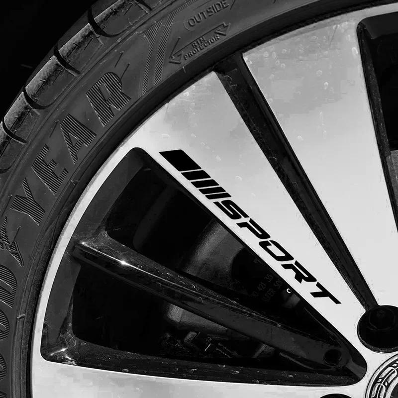 Módní 4ks samolepky na auta Kola Ráfky Sport Závodní DIY Pruhy Dekorativní samolepky Emblém Styl auta Auto SUV Příslušenství k náklaďákům