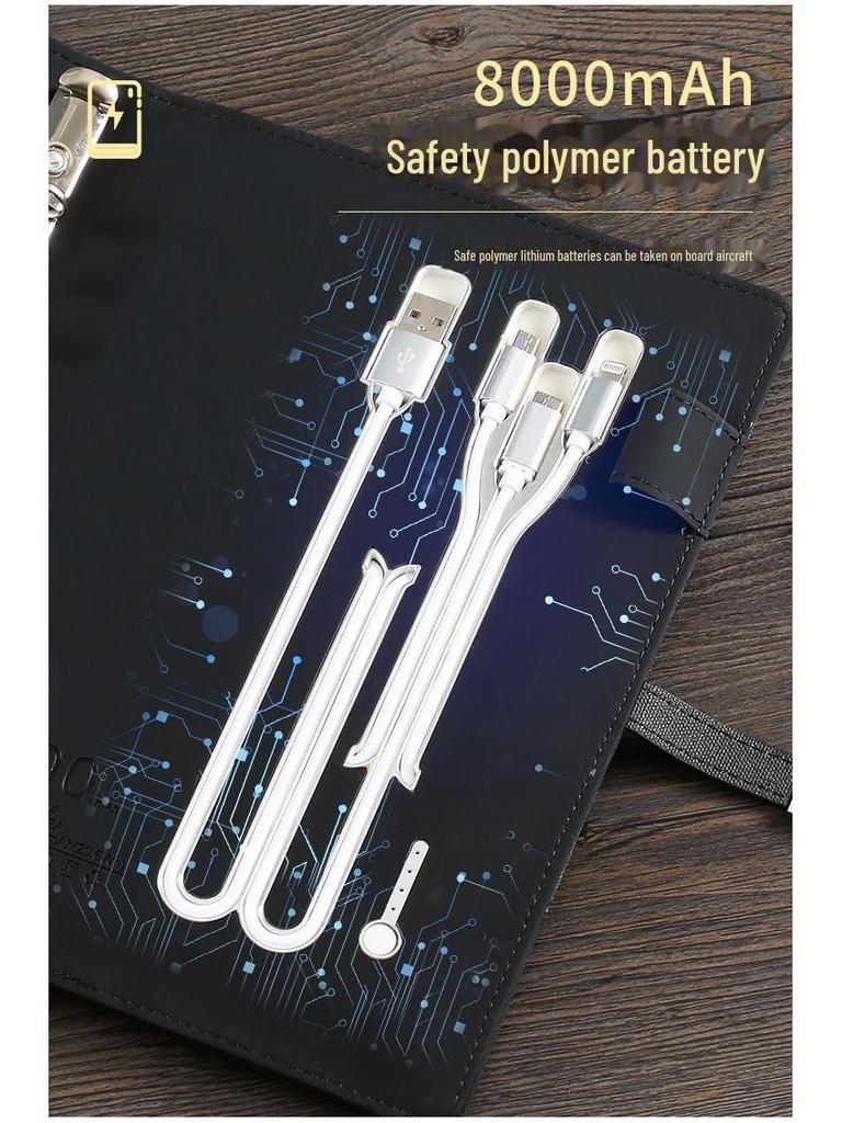 A5 Multi-Function Business Notebook with USB Charging & Luminous Logo USB Drive