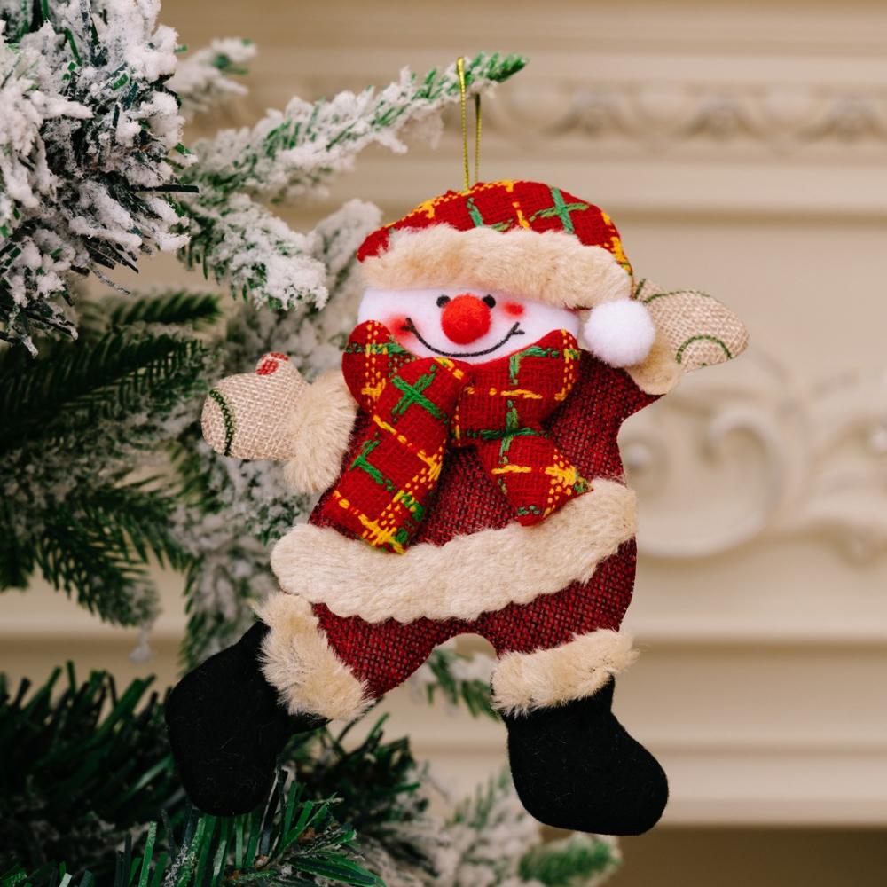 1-10PCS Christmas Tree Hanging Ornaments Fabric Doll Santa Snowman Reindeer Bear Puppet Home Holiday Party Decor Accessories