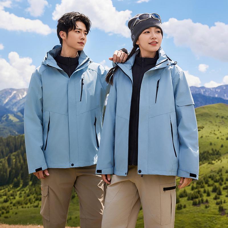 Outdoor Jacket Women's Down Jacket Three-in-one Jacket Men's Autumn and Winter Waterproof Tibetan Hiking and Cycling Mountaineering Clothing