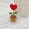 1pc Valentine'S Day Heart-Shaped Artificial Flower Pot-Handwoven Decorative Plant with Green Leaves&Red Heart,Flower Decorations