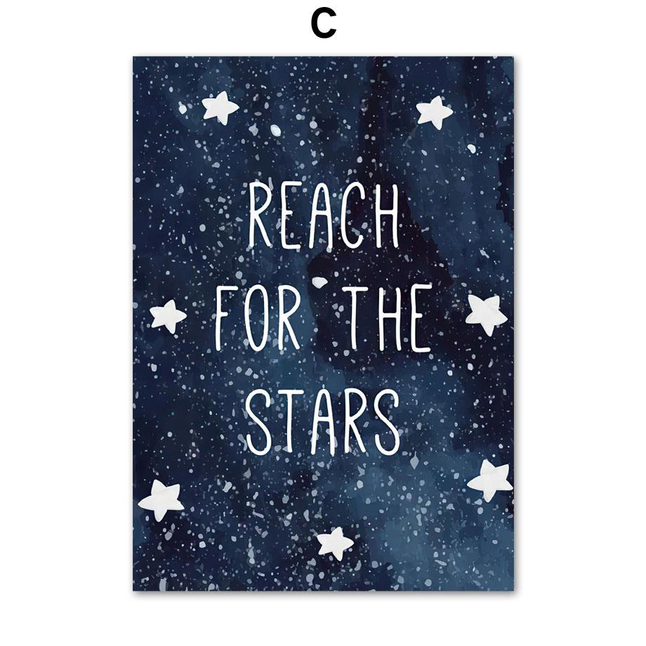 Nursery Wall Art Space Astronaut Rocket Earth Moon Quotes Canvas Painting Nordic Posters And Prints Decor Pictures Baby Boy Room