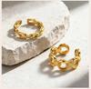 Twisted Rope Paperclip Chain Link Ring for Women, Stainless Steel Open Adjustable Stacking Party Jewelry