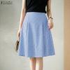 ZANZEA Women Loose Casual Grid Print A-Line Skirts