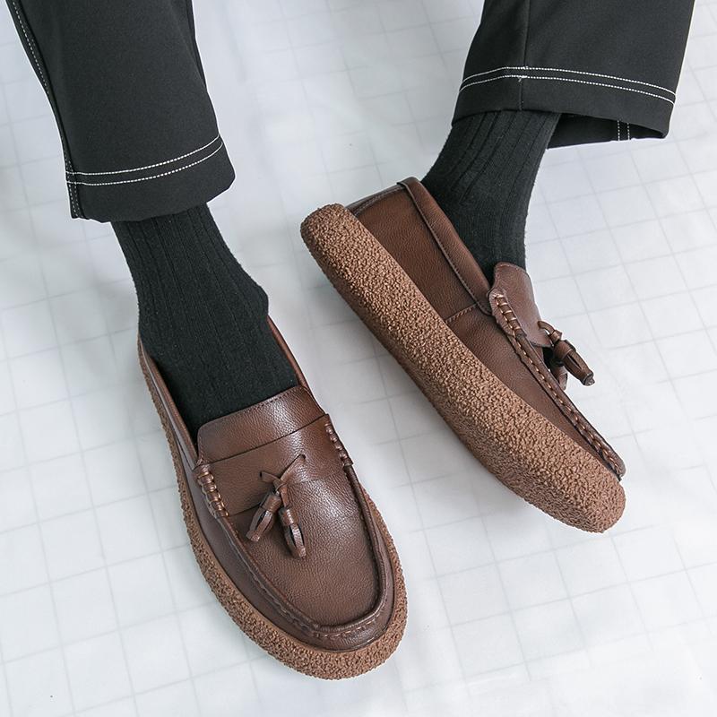 Fashion Brand Genuine Leather Men's Casual Shoes Tassel Office Business Party Men Shoes Outdoor Soft Comfort Driving Lazy Loafers Shoes
