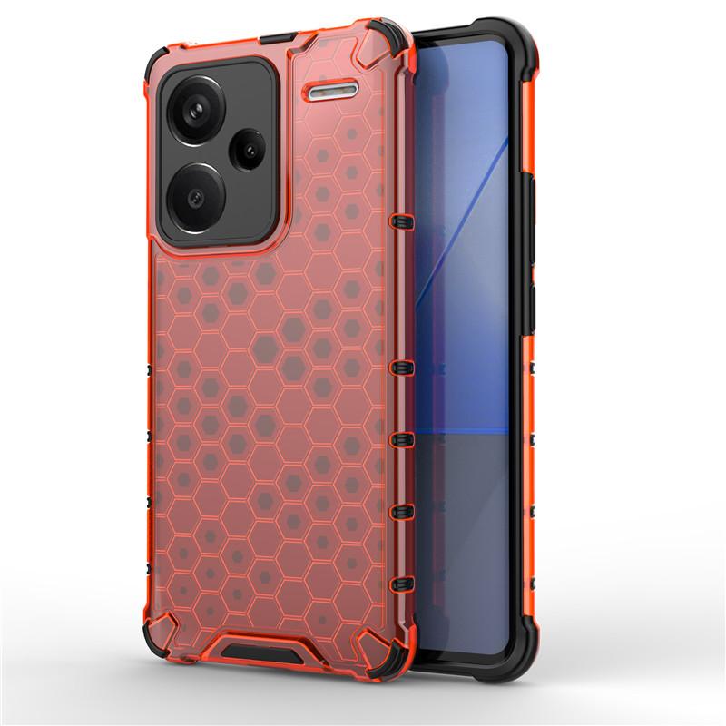 

For Xiaomi Redmi Note 13 Pro Plus Case Redmi Note 13 Pro Plus Cover Honeycomb Bumper Protective Phone Case Redmi Note 13 Funda RedmiNote 13 ProPlus красный