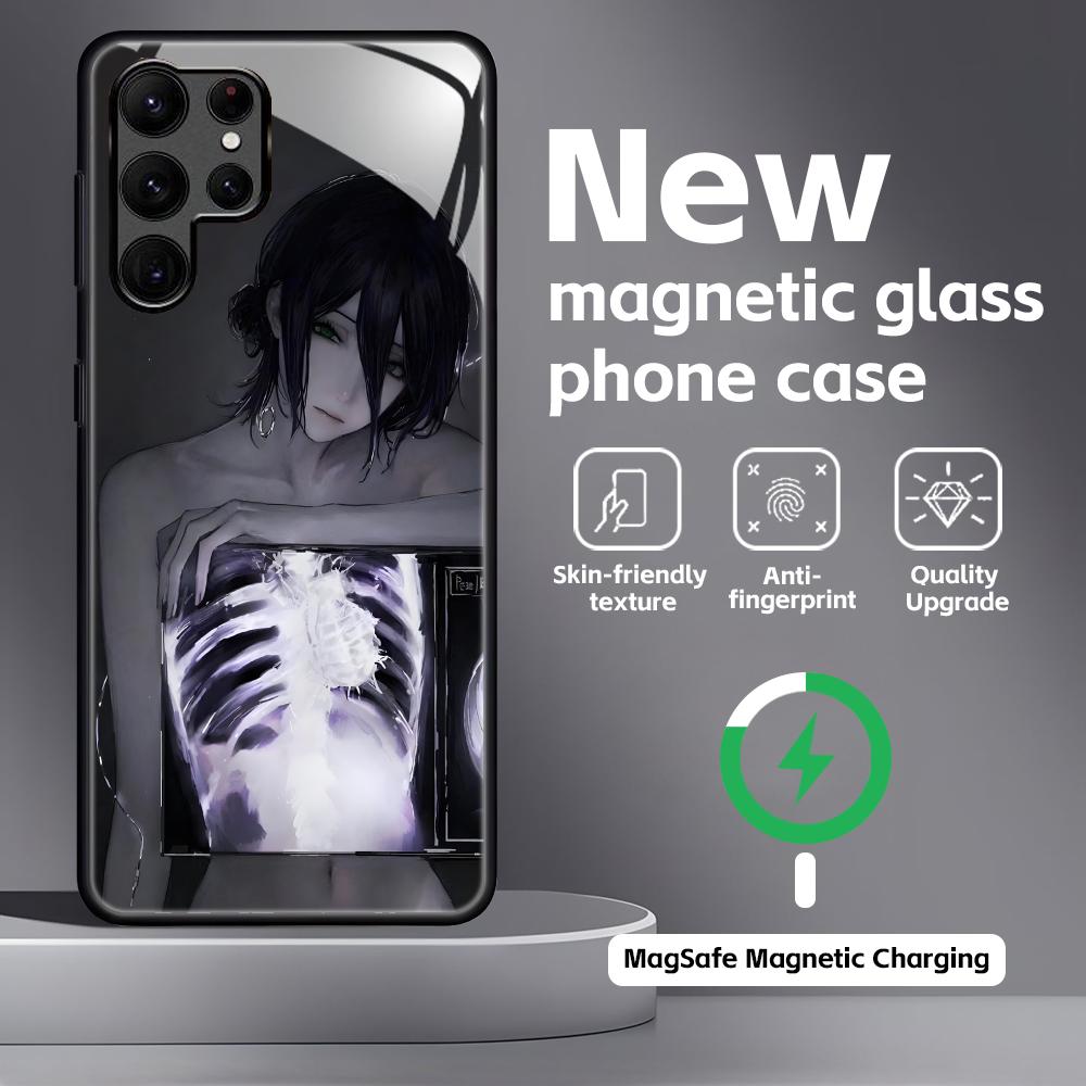 

Anime Chainsaw Man Phone Case For Samsung S25 S24 S23 S22 S21 S20 Plus Ultra Note20 Glass Magnetic Case Samsung Note20Ultra