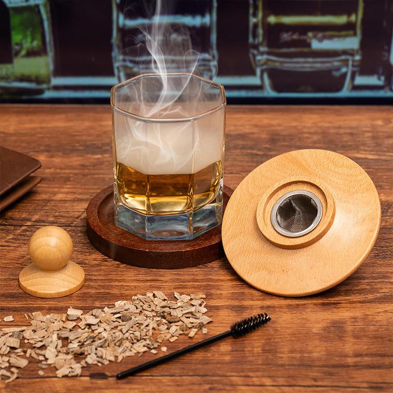 Premium Whiskey Cocktail Smoker Kit With 6 Wood Chips & Metal Filters,Fast Oxidation Aerator Bar Tool Set For Home Luxury Gifts