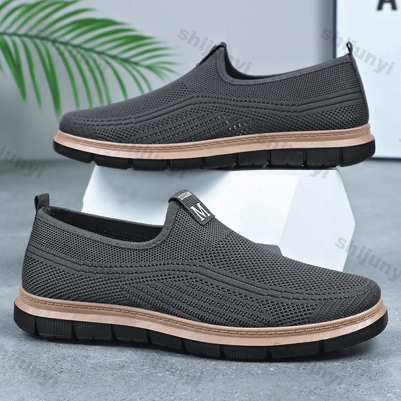 Fashion Fly Weave Men's Shoes Spring Autumn New Mesh Breathable Comfortable Slip On Flats Lightweight Comfortable Non Slip Casual Shoes