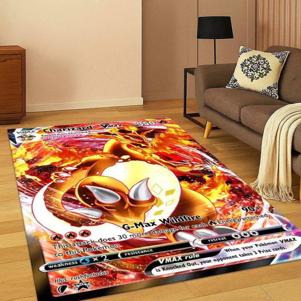 Pokemon Charizard Pikachu Cartoon Child Carpet Rug for Playroom Living Room Bedroom Doormat Decor,Kid Non-slip Game Mat Gift