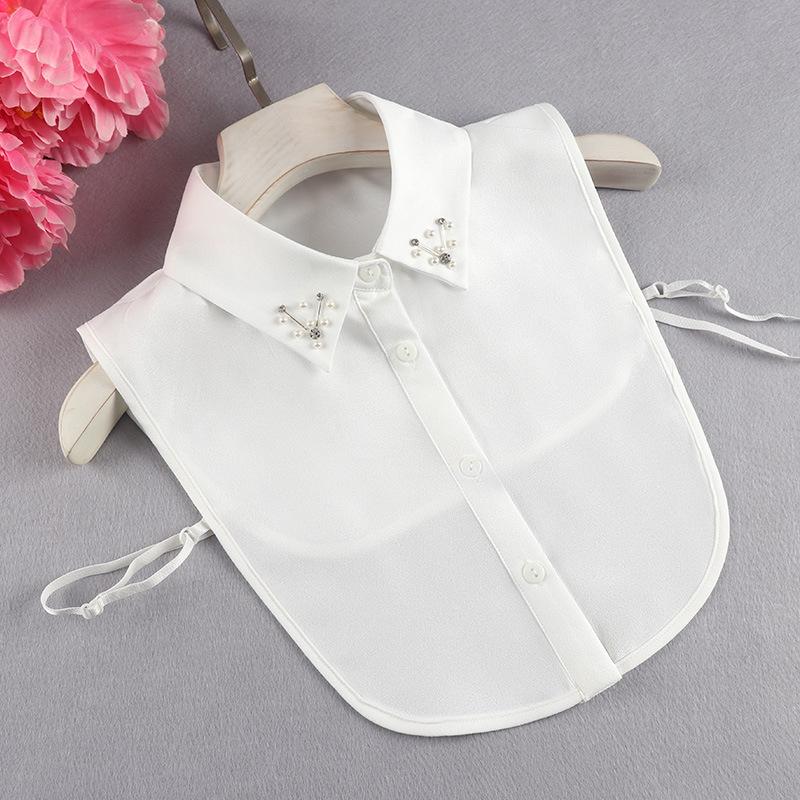 Versatile Fake Collar Women'S Shirt Decorative Collar Sweater Accessory Shirt Collar White Beaded Fake Collar
