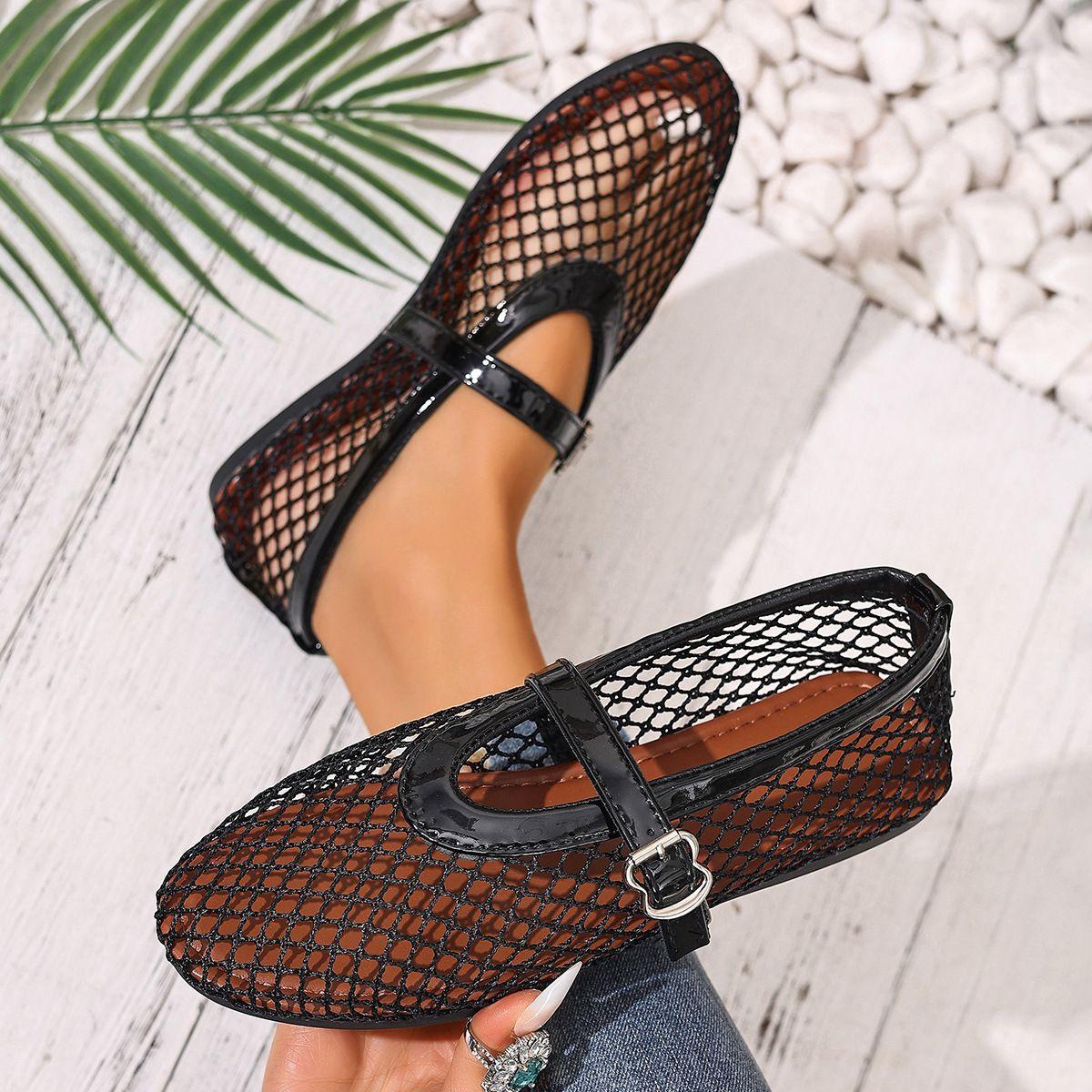 KUALOOL SHOES Ademende Enkel Schoenen met Zachte Zool voor Dames, Nieuwe Stijl, Plat, Mesh Schoenen met Uitsparingen, Mary Jane Enkel Schoenen 38