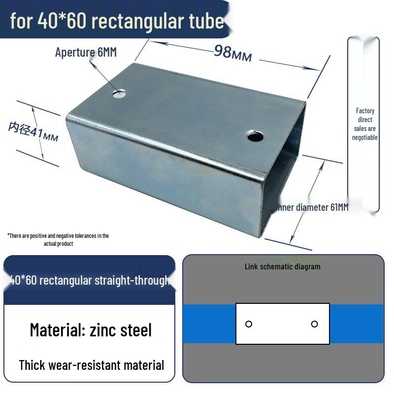 Connettori per Tubi Rettangolari a 3 e 4 Vie Senza Saldatura, Set Completo per Tubi Quadrati 40x60.