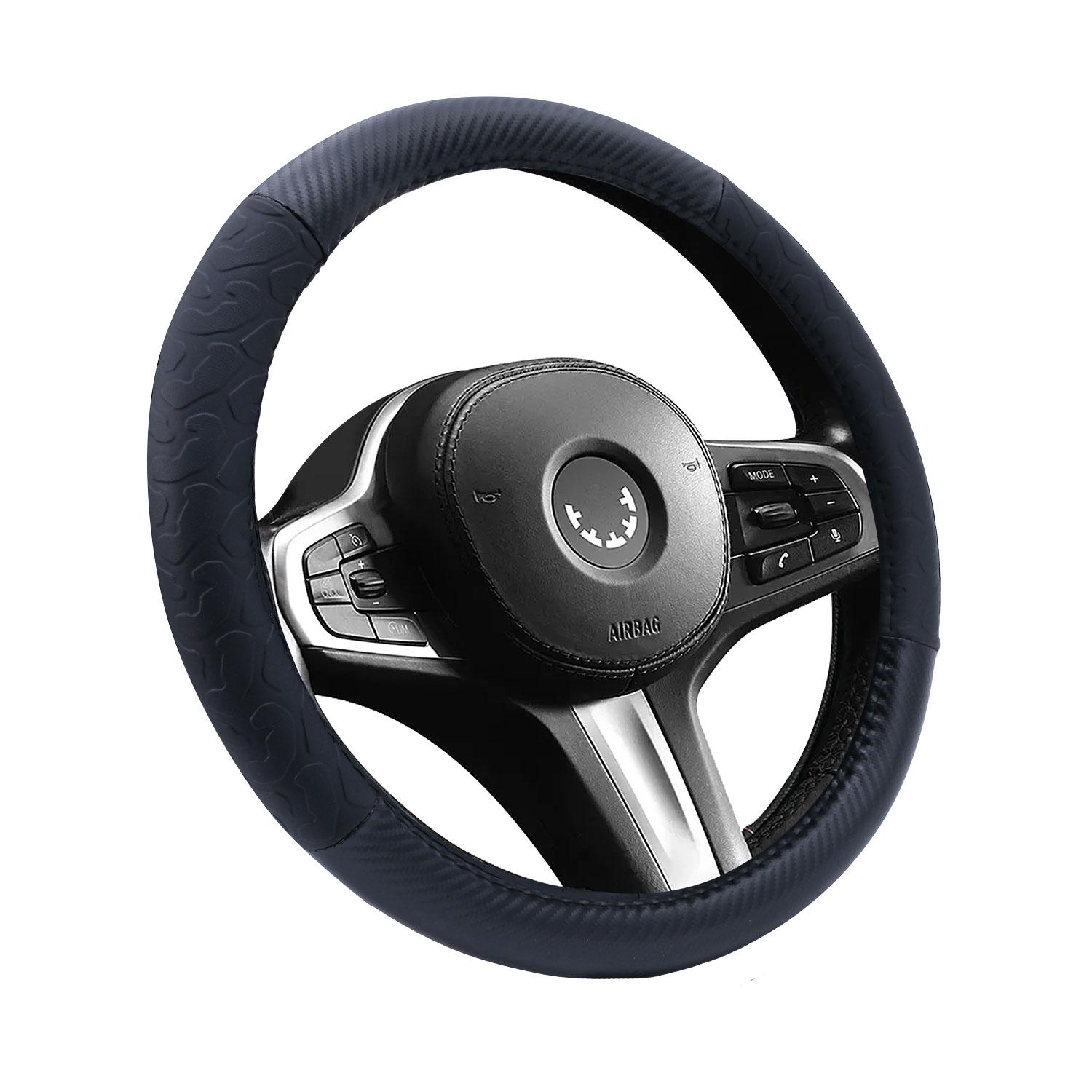 

Patterned and Color-Accented Synthetic Leather Slip-On Steering Wheel Cover
