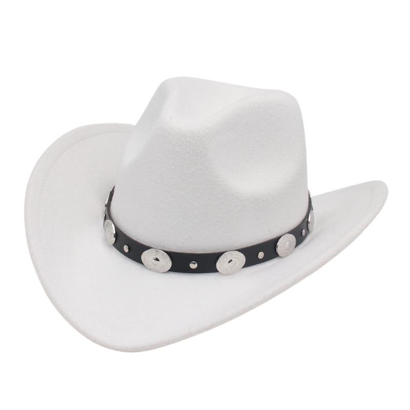 Ethnic Style, Western Cowboy Hat, Tibetan Concave Top Hat, Upturned Edge Imitation Silver Accessories, Felt Hat