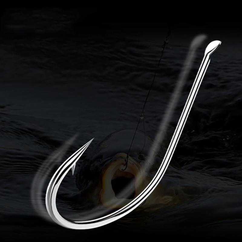 50pcs High-carbon Steel Hook 1#-10# Barbed Long-handled Fish Hook For Carp Fishing Tackle