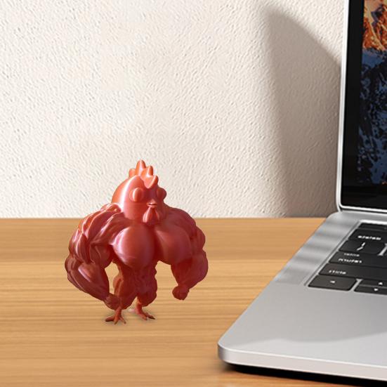 Chicken Statue 3D Desktop Chicken Ornament Muscular Rooster Hen Figurine