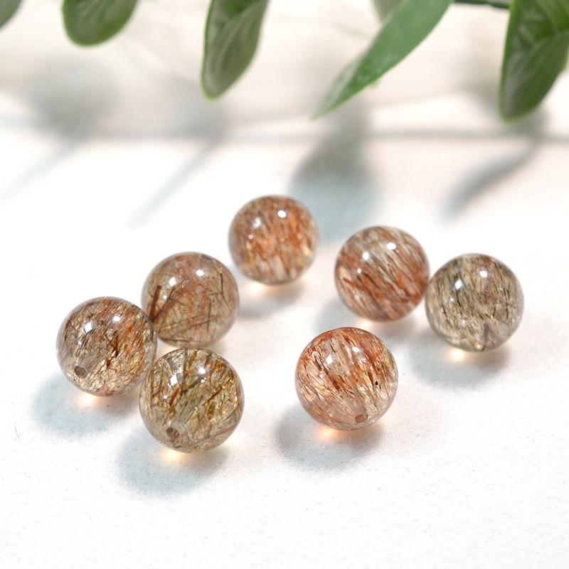 Natural 7A Black Gold Rutilated Quartz Super Seven Crystal Beads for DIY Jewelry - Bracelet/Necklace