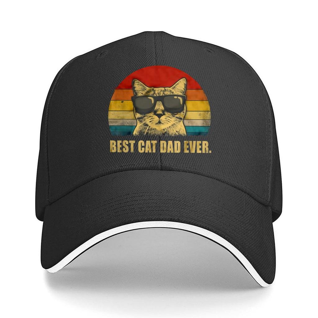 Retro Best Cat Dad Themed Design Hip Hop hat Fashion Outdoor Sports Sandwich Baseball Cap