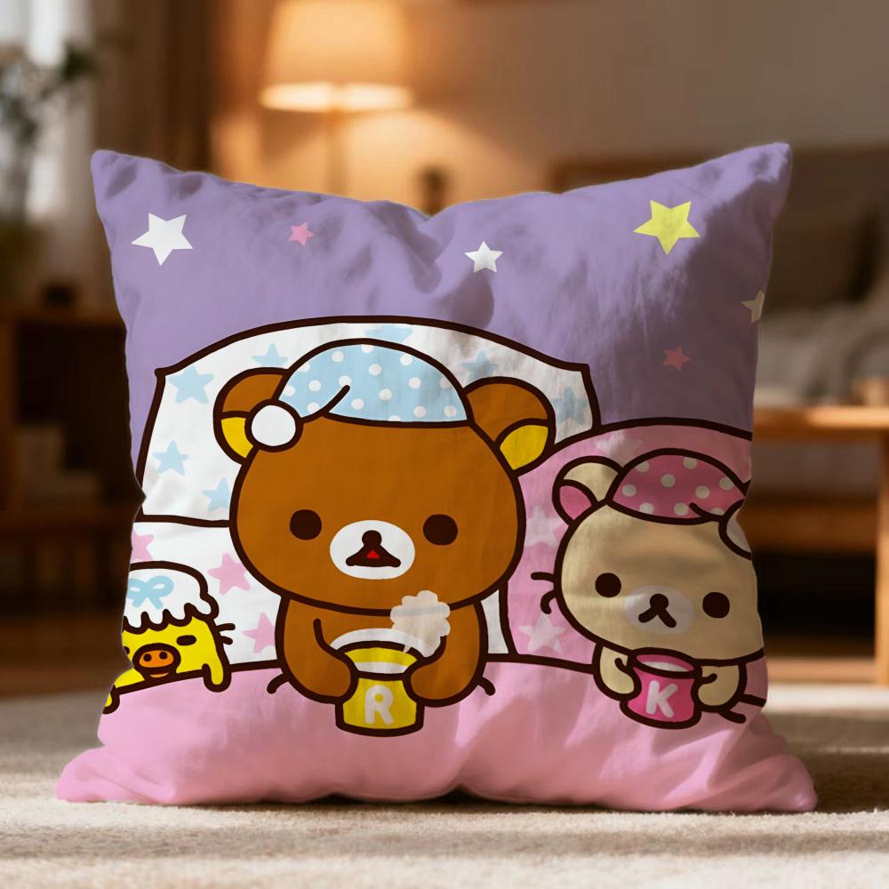 Fashion R-RRilakkuma Cushion Cover Soft Washable Pillow Case Multi-Scene for Couch Bed Travel Office Use