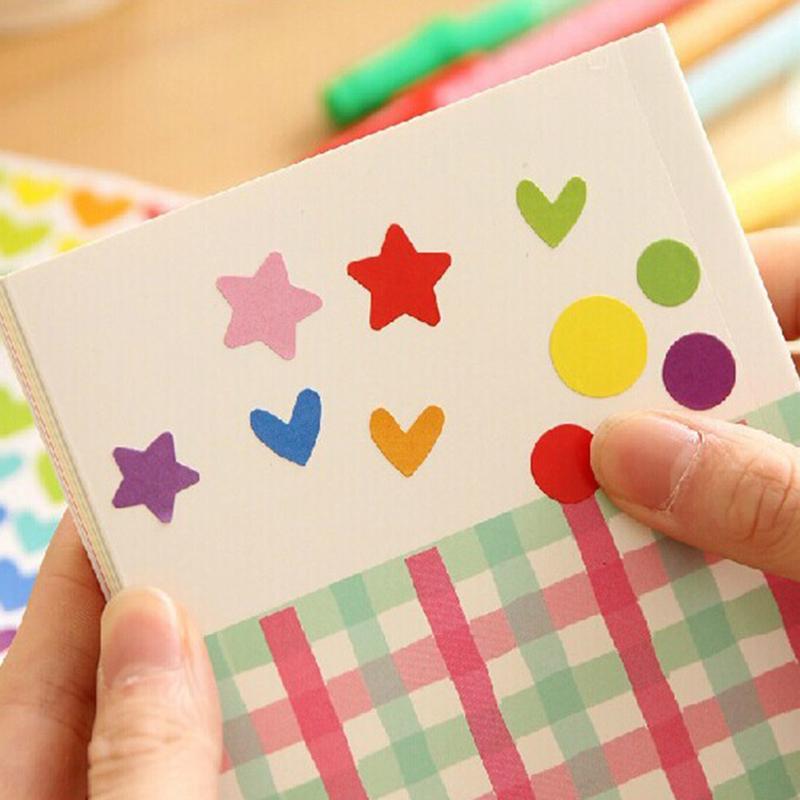 10 Sheets/Pack Scrapbook Decorative Stickers Colorful Star Heart Round Dot Self-Ahesive Journal Stationery Handmade Material ZYF