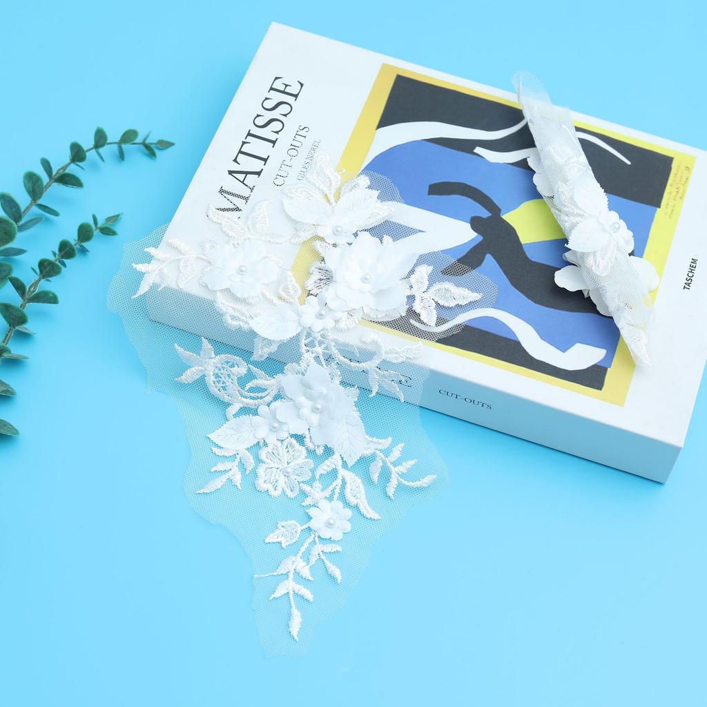 Polyester Silk Beads To Flower White Embroidery Clothing Accessories Women'S Clothing Children'S Clothing Hanfu Lolita Lace Fabric Lace