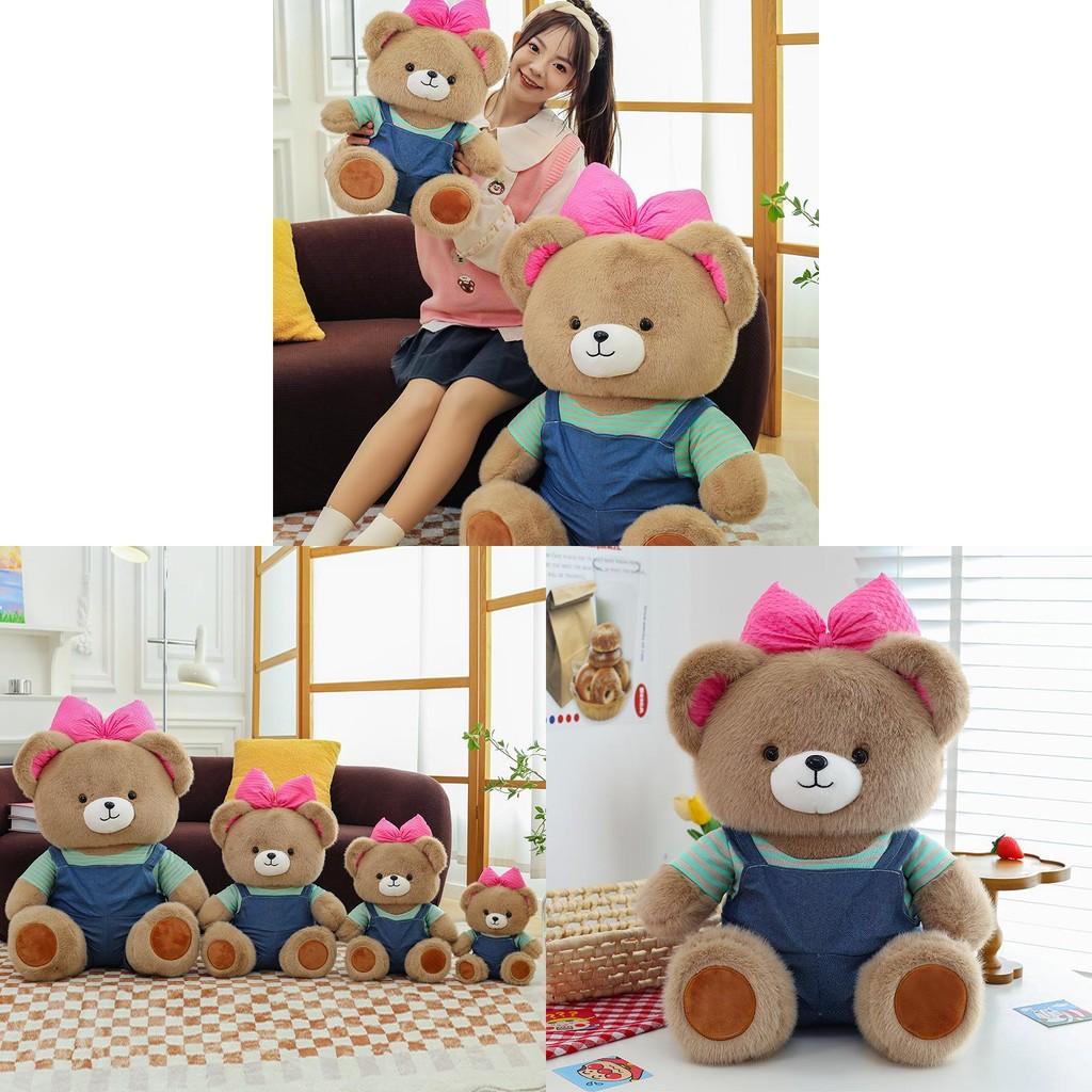 Plush Bowknot Bear Toy Cute Cartoon Girl Child Bedroom Decoration Doll Scene