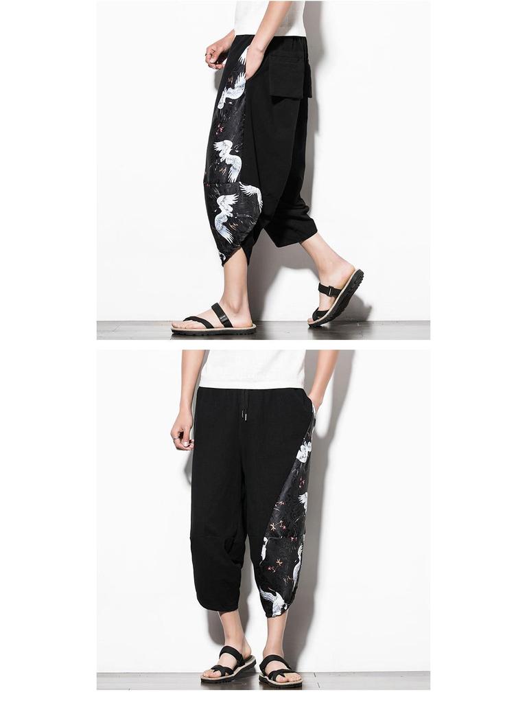 2024 Sommer Herren Baumwolle Leinen Haremshose, Chinesischer Stil, Übergröße, Lässige Mode