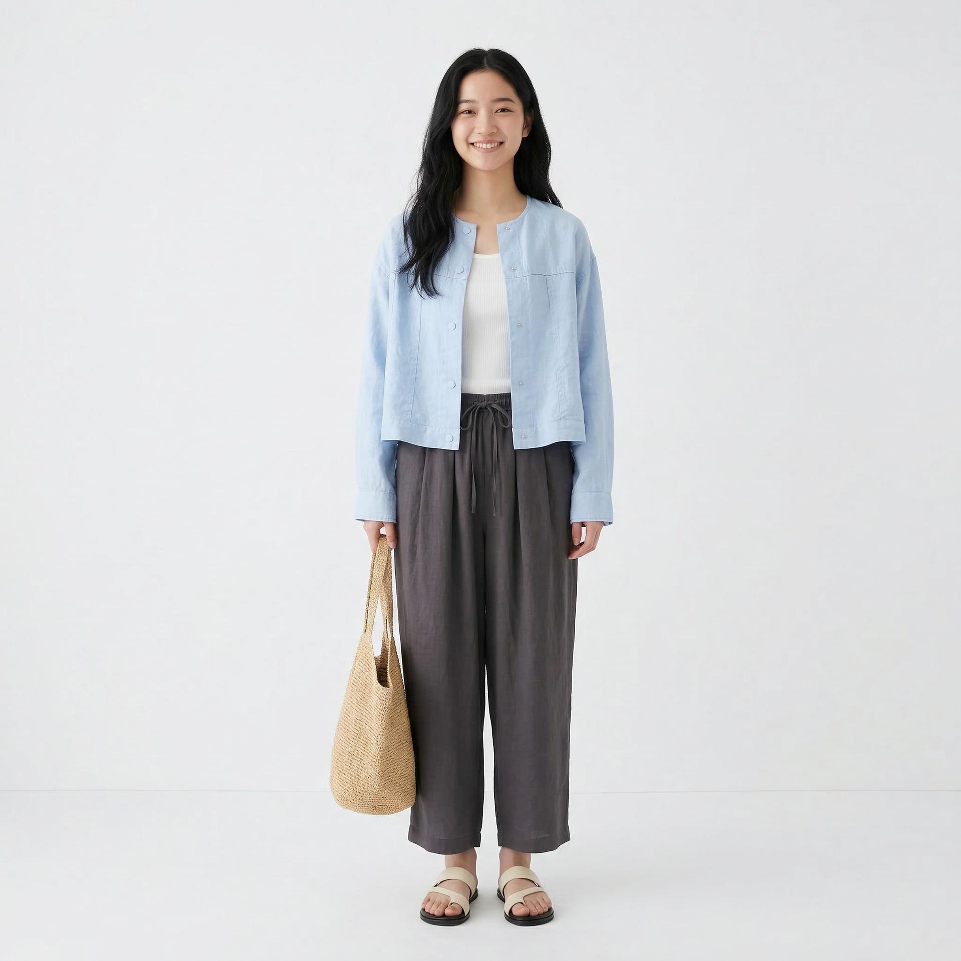 

Loom Reverie 100% Linen Breathable Wide-Leg Casual Pants, Non-Irritating and Comfortable ZQ0053 One Size серый