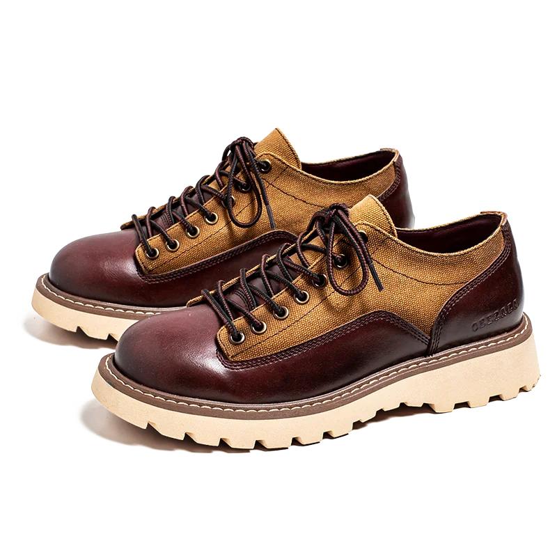 

Мужская рабочая обувь в британском стиле, американская повседневная обувь на толстой подошве, мужская кожаная модная обувь в ретро-стиле, роскошная обувь 44 вино красного