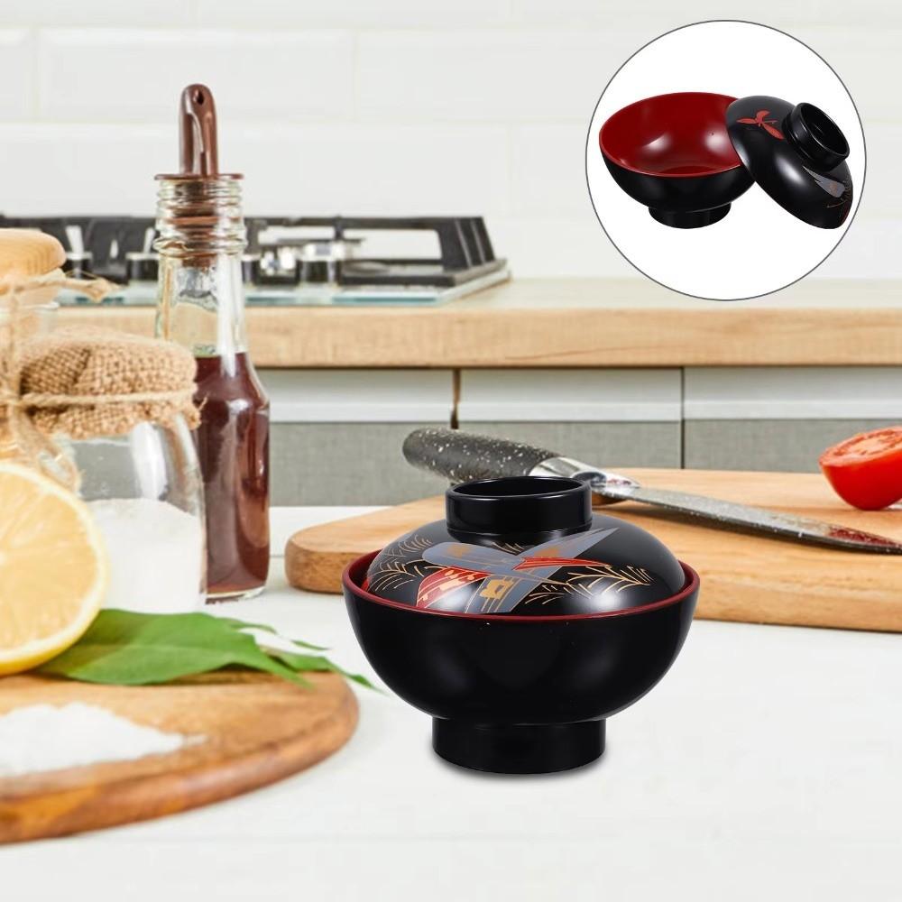 With Lid Japanese Rice Bowl Double Color Soup Bowl with Lid  Dining Accessories
