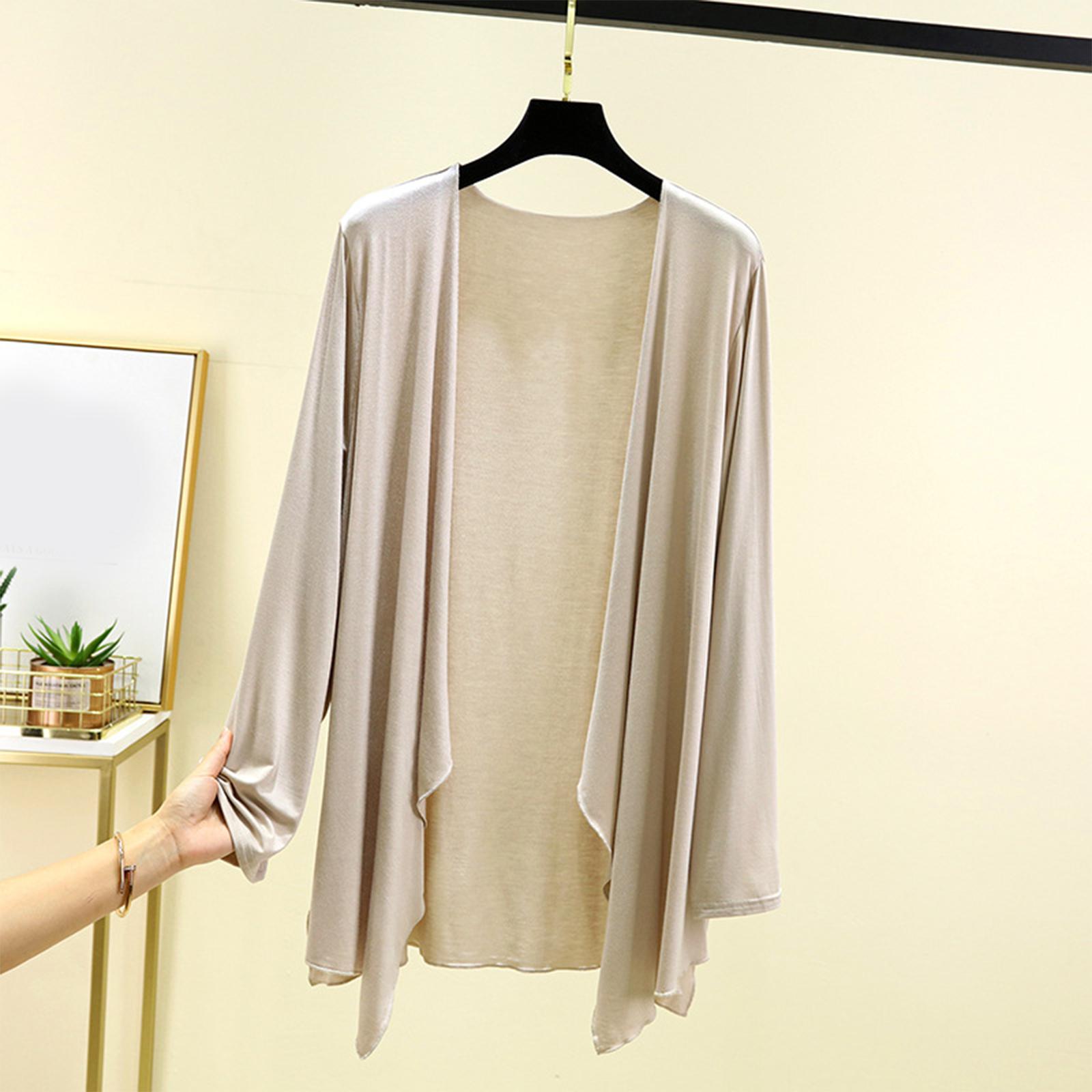 

Жіночий літній кардиган з довгим рукавом, великий топ і шаль, тонка куртка XXL бежевий