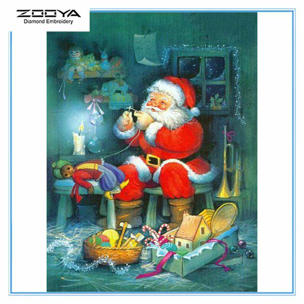

ZOOYA Diy 5d Круглая / квадратная мозаика Живопись Алмазная вышивка Живопись Рождественская серия Вышивка крестиком Домашнее украшение