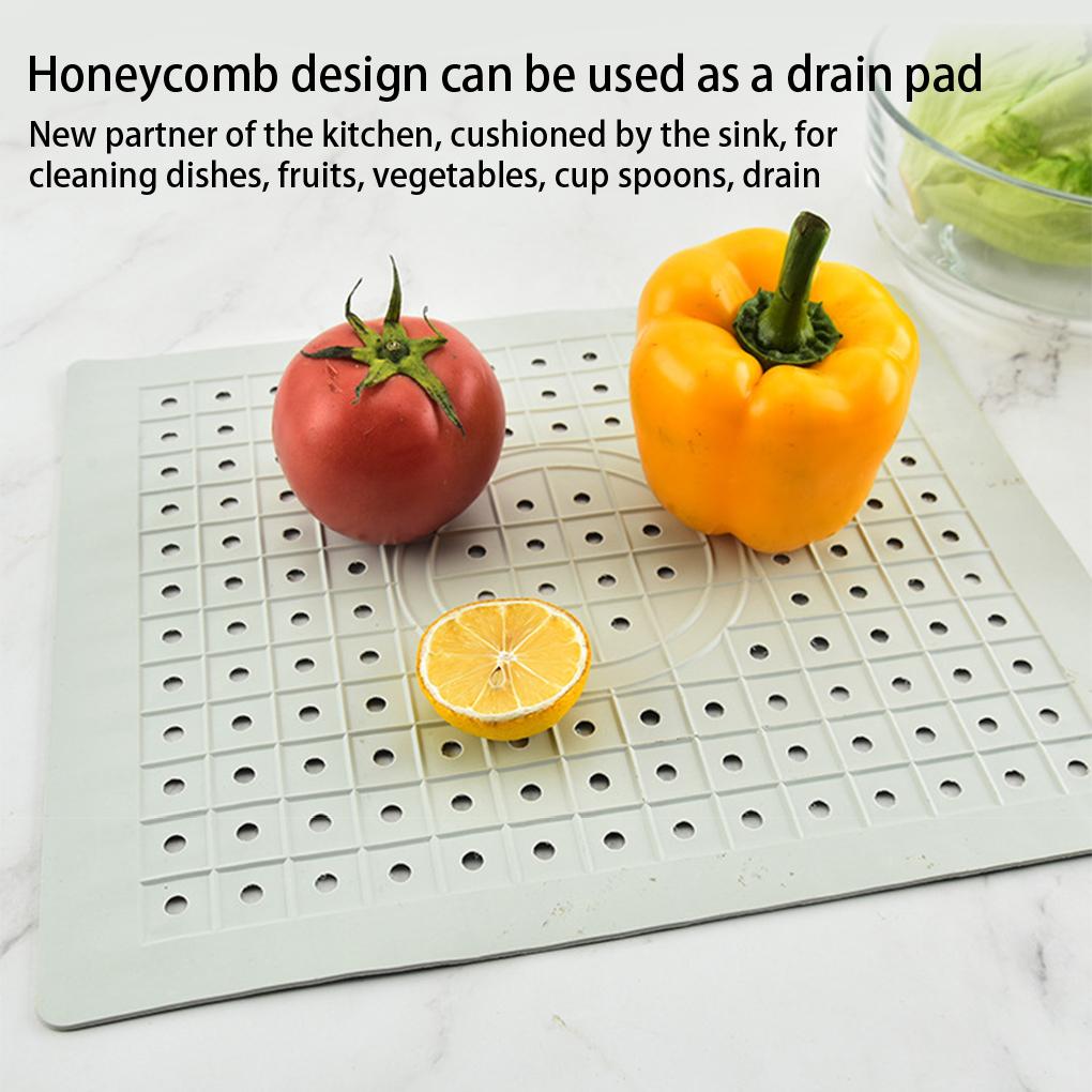 Kitchen Rubber Sink Drain Mat Heat Resistant Home Table Dish Protector Tableware Food Residue Drainer Hollow Pad Supplies