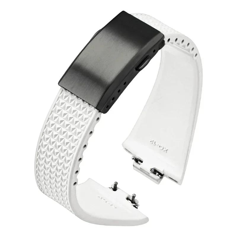 Fluoro Rubber Strap for Tissot PRX Series Super Player 35mm 40mm FKM Women Men Quick Release Folding Buckle Watch Band 11mm 12mm