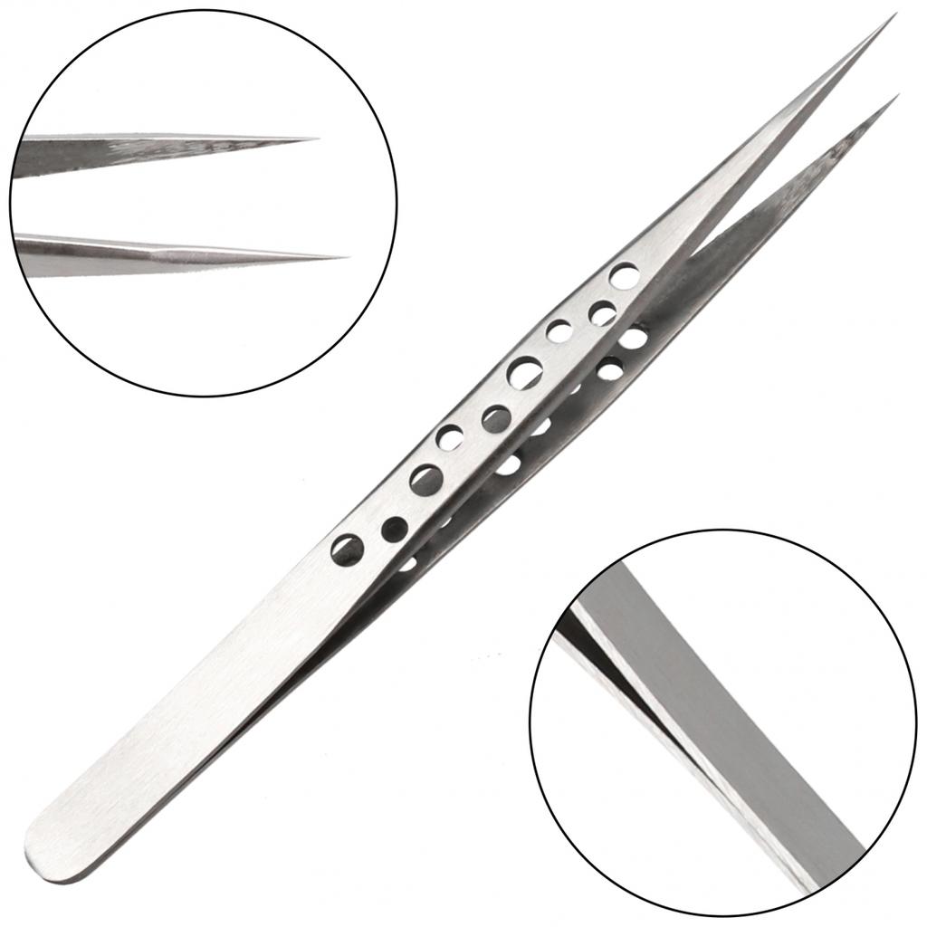 Small Tweezers Stainless Steel Straight Tip 124-140mm 1pcs