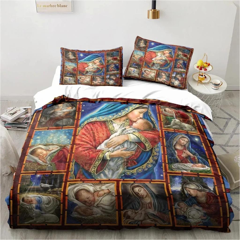 Jesus Christ Christian Religious Bedding Set Duvet Cover Quilt Cover Pillowcase King Queen Size