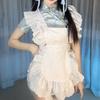 Ruffled Maid Apron Costume Maid Waist Apron Breathable Kitchen Cooking Apron for Women Halloween Cosplay and Daily Wear
