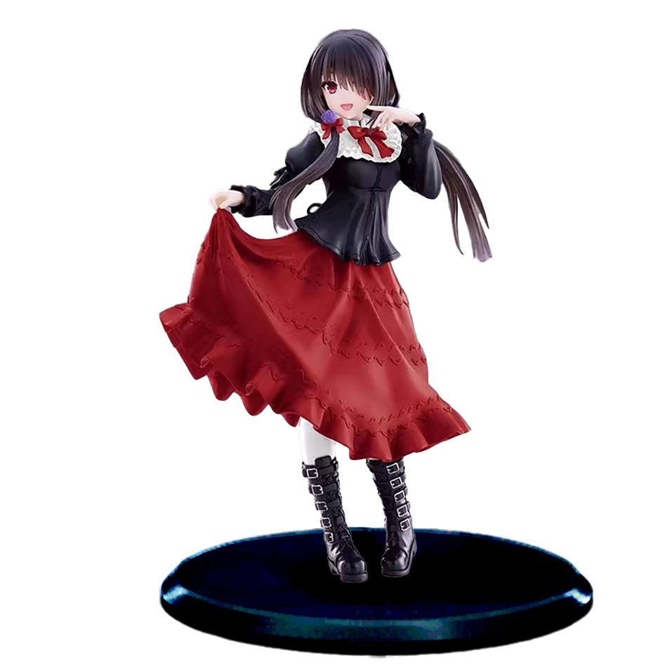 New DATE A LIVE Tokisaki Kurumi Anime Figure Cute Girl Model Toy PVC Black Dress Dress Up Standing Model Car Ornaments Model Toy