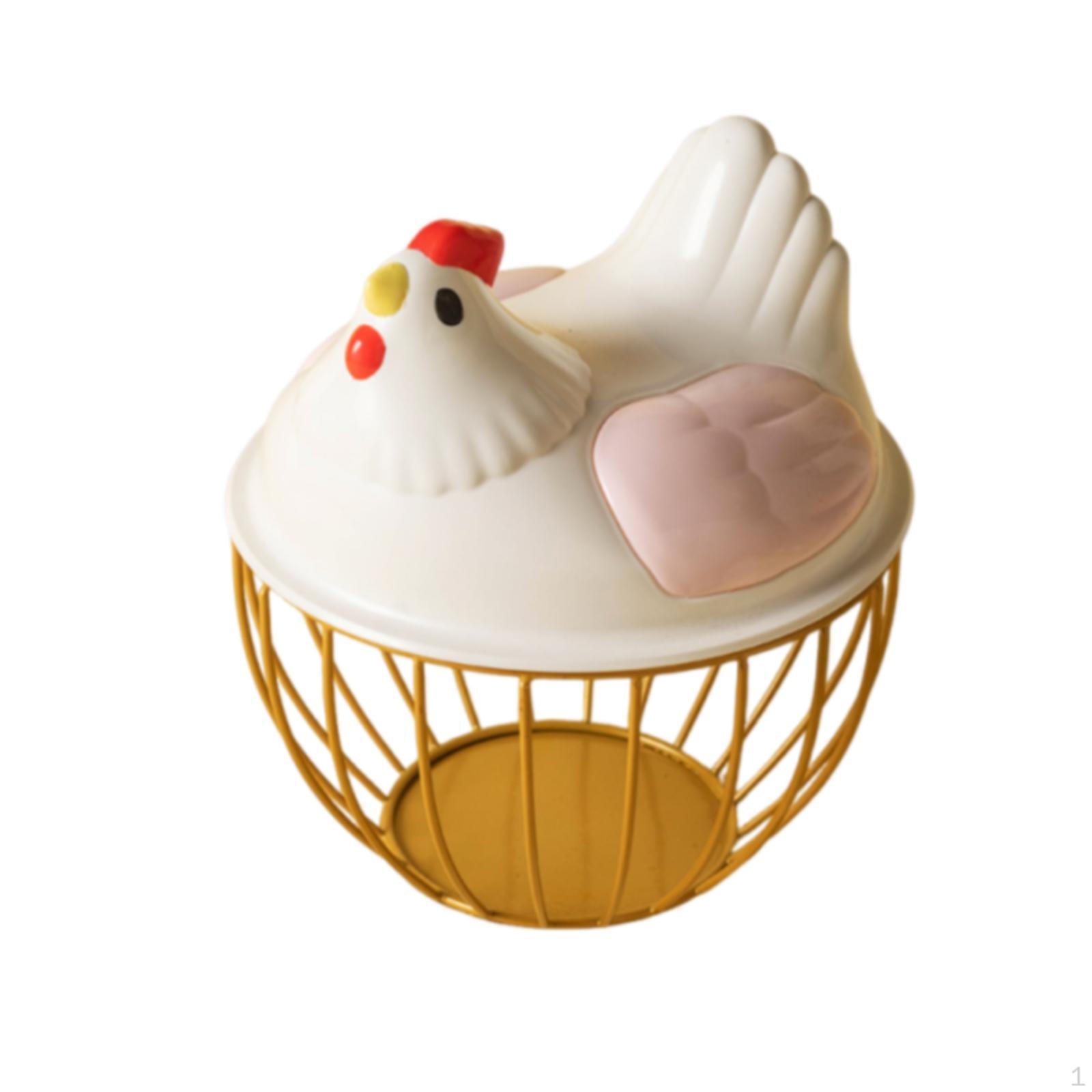 

Chicken Egg Basket Farmhouse Style Storage Organizer with Metal Construction and Ergonomic Handles Pink Lid