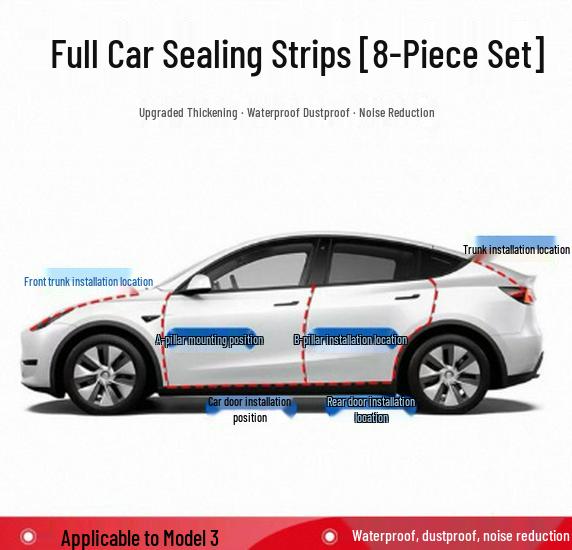 Tesla Model Y Waterproof Soundproof Sealing Strip - Noise Reduction & Door Shock Absorber